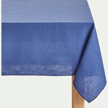 Nappe en lin et coton bleu figuerolles 170x170cm-NOLA
