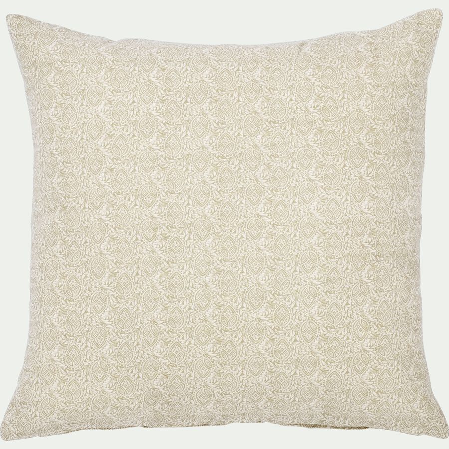 Coussin motif Amande en coton - beige roucas 45x45cm-AMANDE