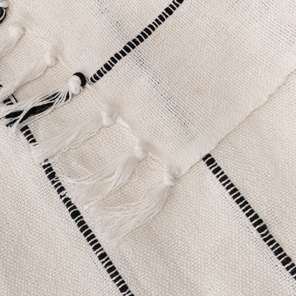 Plaid rayé en coton - blanc 130x170cm-TILVA
