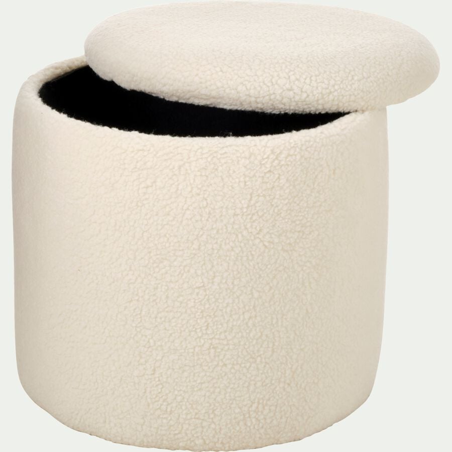 Pouf en tissu avec coffre de rangement - blanc H43cm-ELIAS