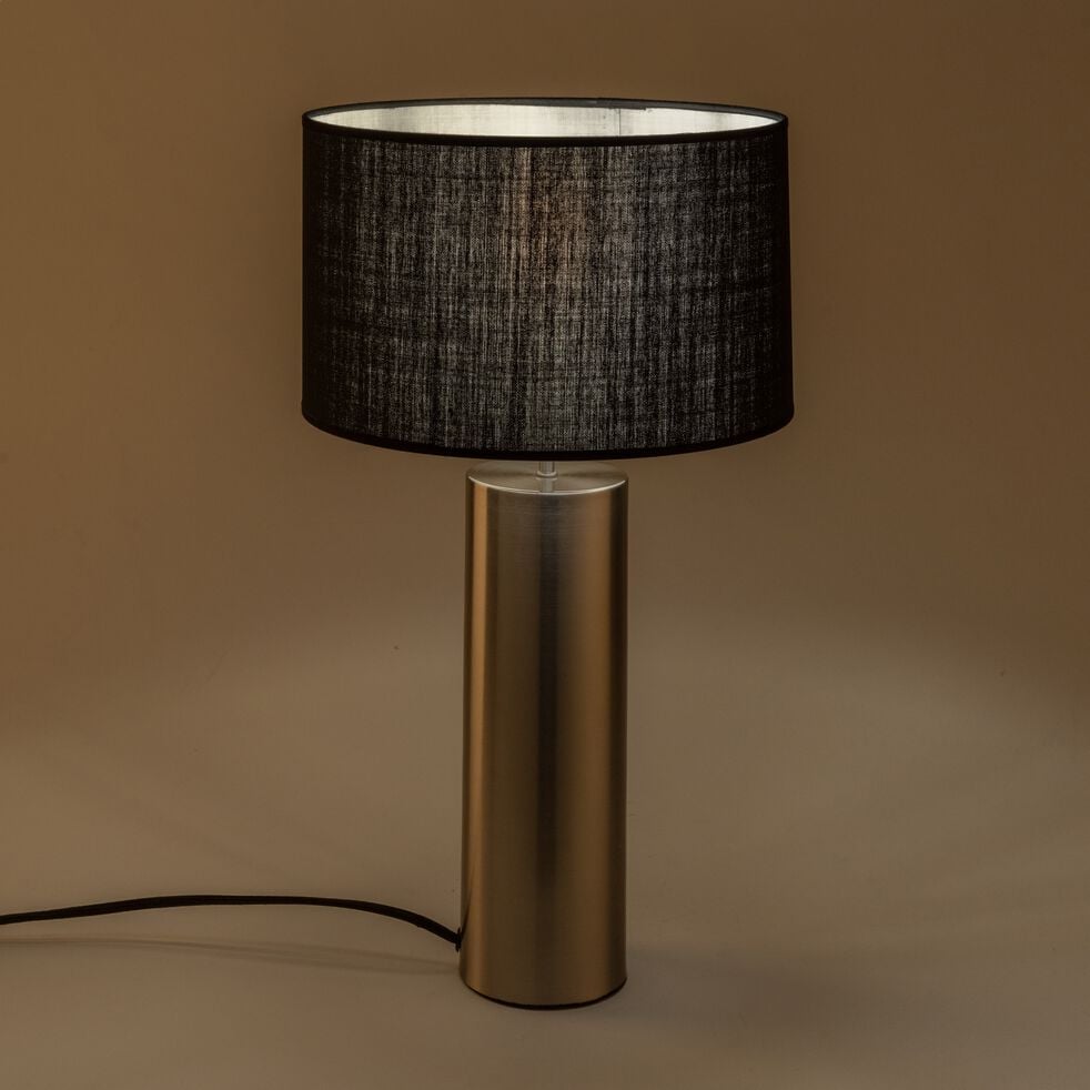Lampe en acier argenté - noir H41cm-AGATHA