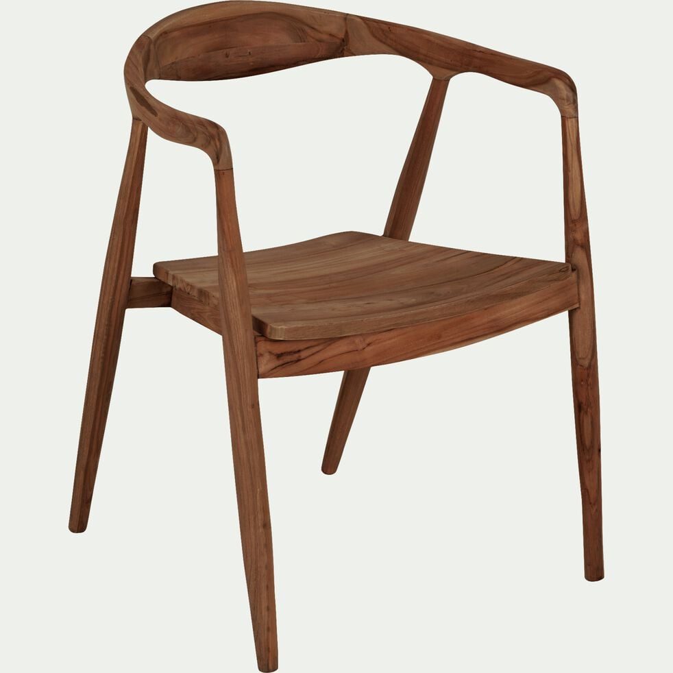Chaise en teck avec accoudoirs - bois foncé-IVANO