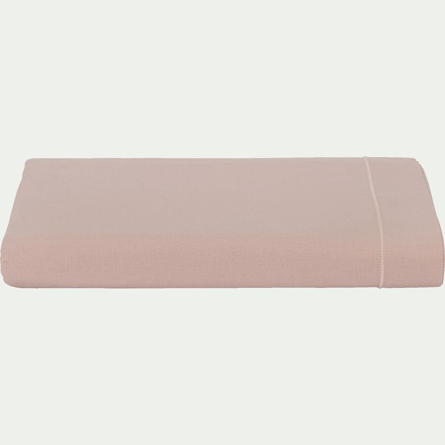 Drap plat en coton - rose rosa 270x300cm-CALANQUES