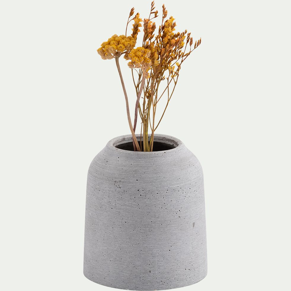 Vase en poudre de pierre - gris D10xH11cm-CALCIS