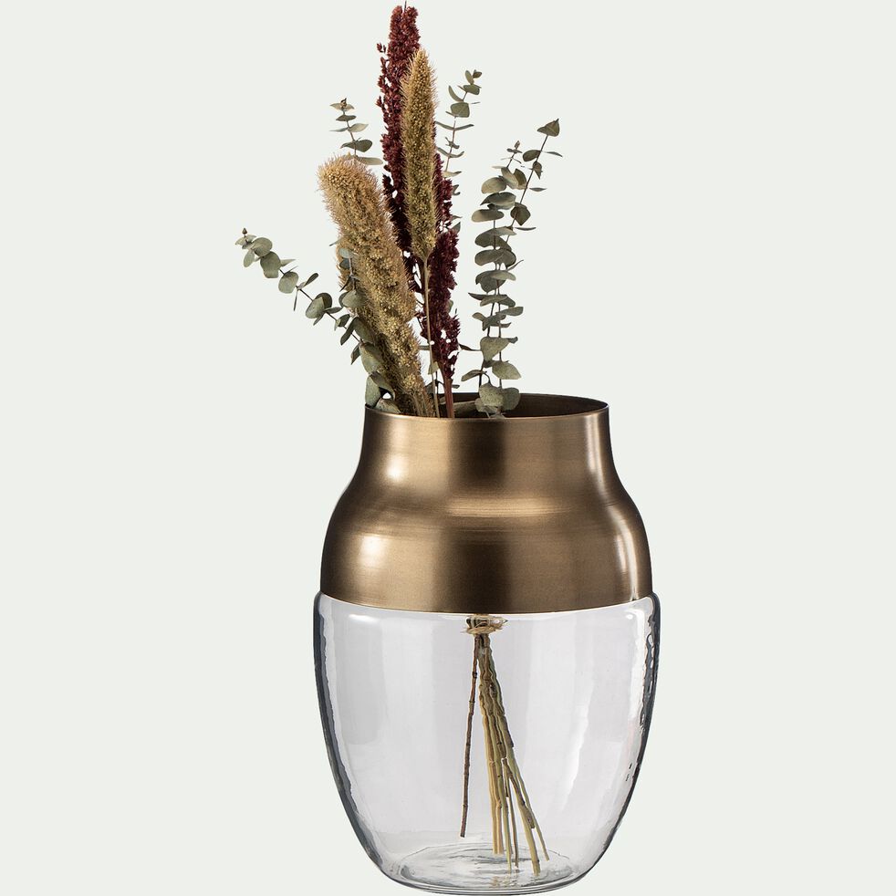 Vase en verre et cuivre - transparent D17,5xH24cm-VALDECILLA