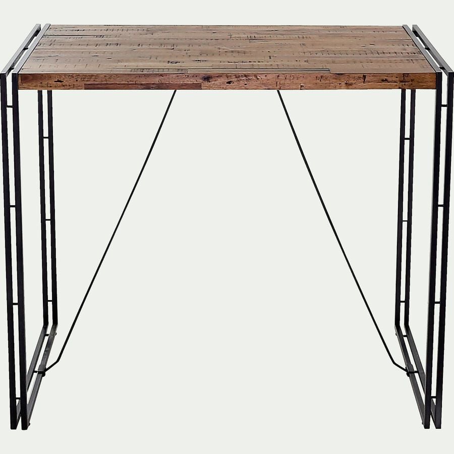 Table haute rectangulaire plaquée bois et métal vieilli - L130cm-OSCAR