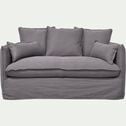 Canapé 2 places fixe en coton et en lin - gris borie-KALISTO
