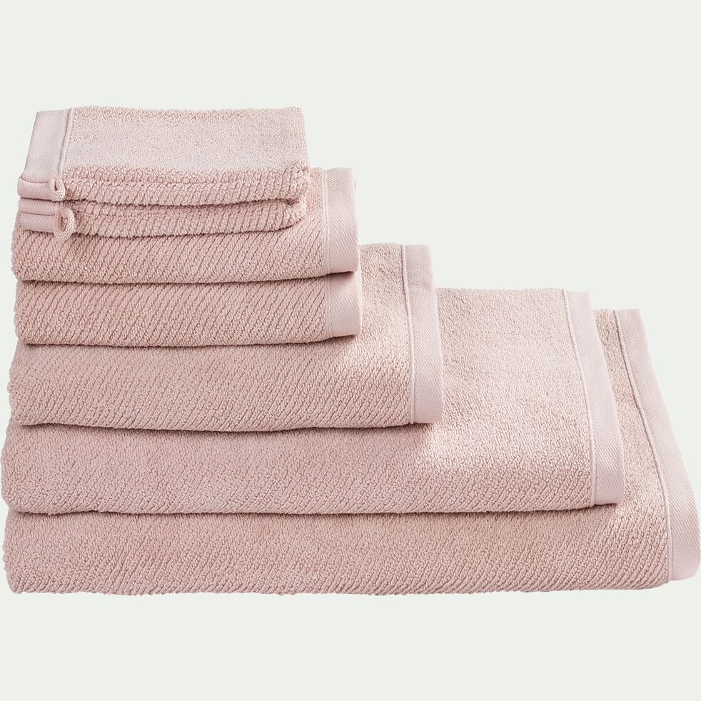 COLINE - Lot de 2 serviettes invités en bouclettes de coton bio - rose rosa  30x50cm