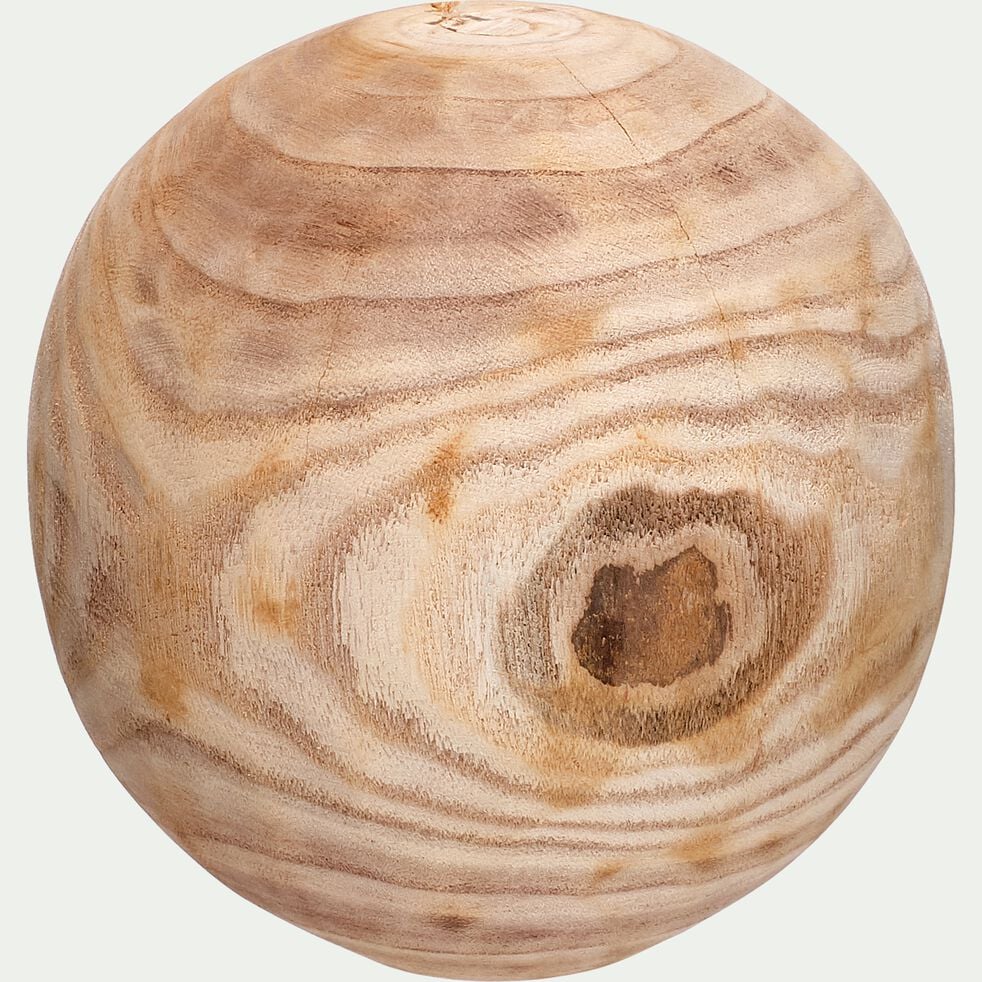 Boule décorative en bois de paulownia - naturel D13,5cm 