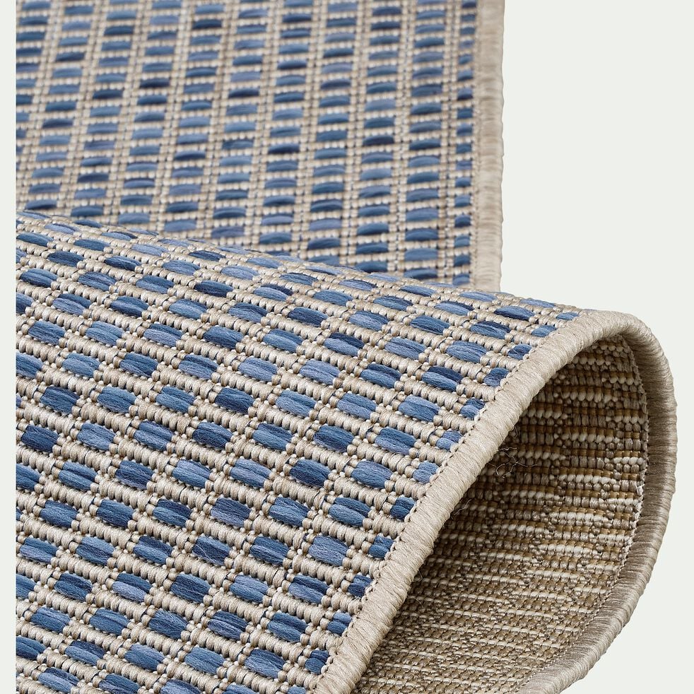 Tapis intérieur et extérieur motif nid d'abeille - bleu 120x170cm-Baudouin