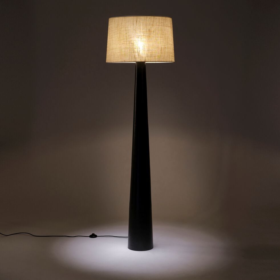 Pied de lampadaire électrifié en aluminium H162cm - noir-ESTEVE