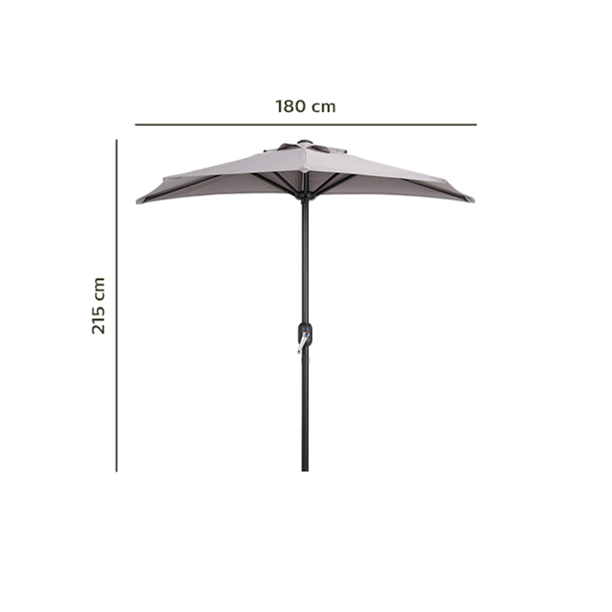 Demi-parasol avec manivelle - gris vésuve (petit modèle)-MONGEDO