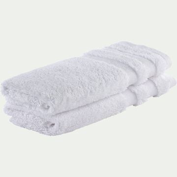 Lot de 2 serviettes invité qualité hôtelière en coton - blanc 30x50cm-Riviera