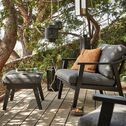 Repose-pieds pour fauteuil en bois d'eucalyptus - noir-ZEQI