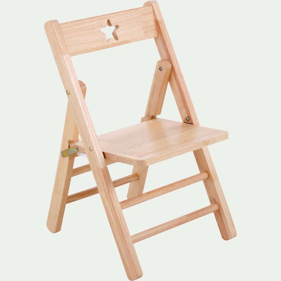 Chaise pliante pour enfant en bois d'hévéa - bois clair 
