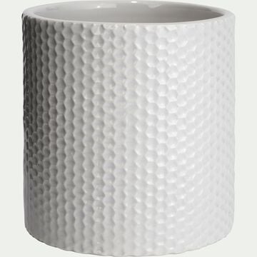 Pot à coton en céramique - blanc ventoux H13,5cm-Ghibo