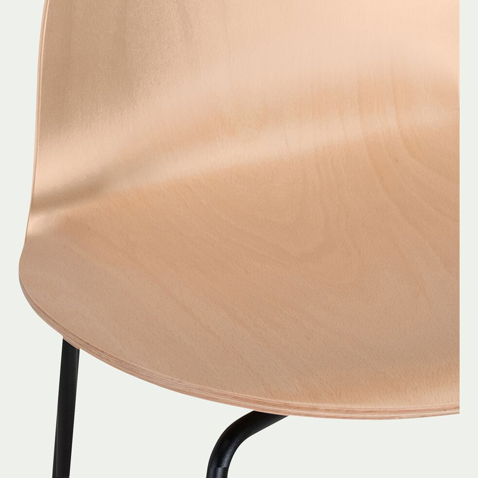 Chaise de bar avec coque en contreplaqué moulé de hêtre - bois clair H66cm-IZA