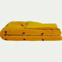 Édredon en velours de coton piquage pompons - jaune 100x180cm-EDEN