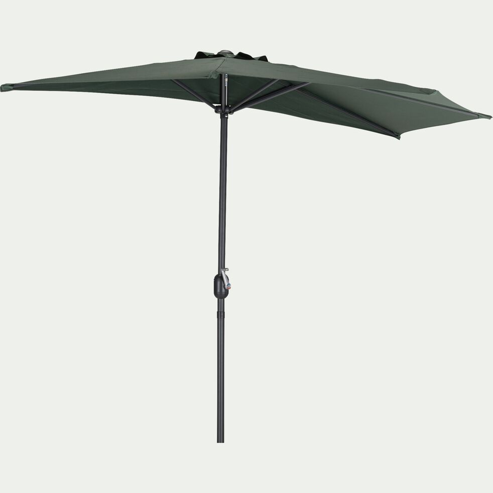 Demi-parasol avec manivelle - vert cèdre (grand modèle)-MONGEDO