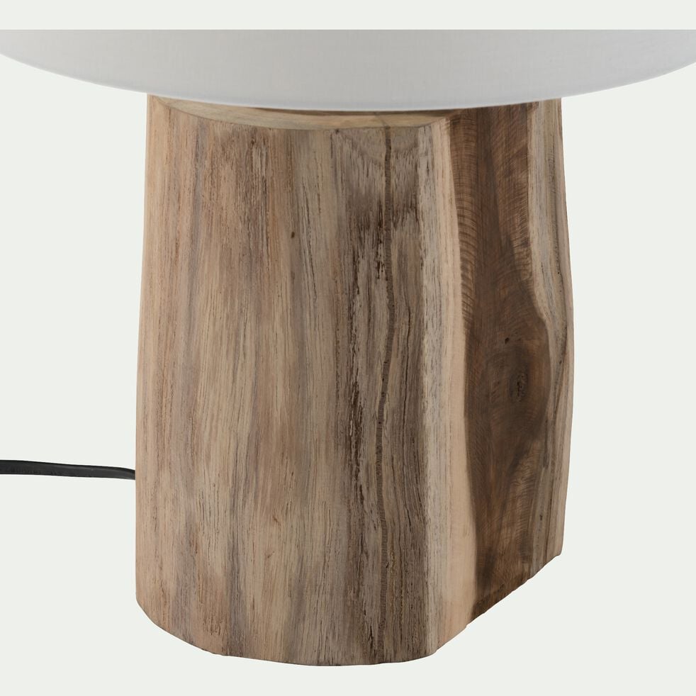 Lampe à poser en bois d'acacia - blanc D12xH39cm-FOLIA