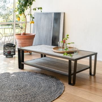 Table basse en pin et acier - noir-WARE
