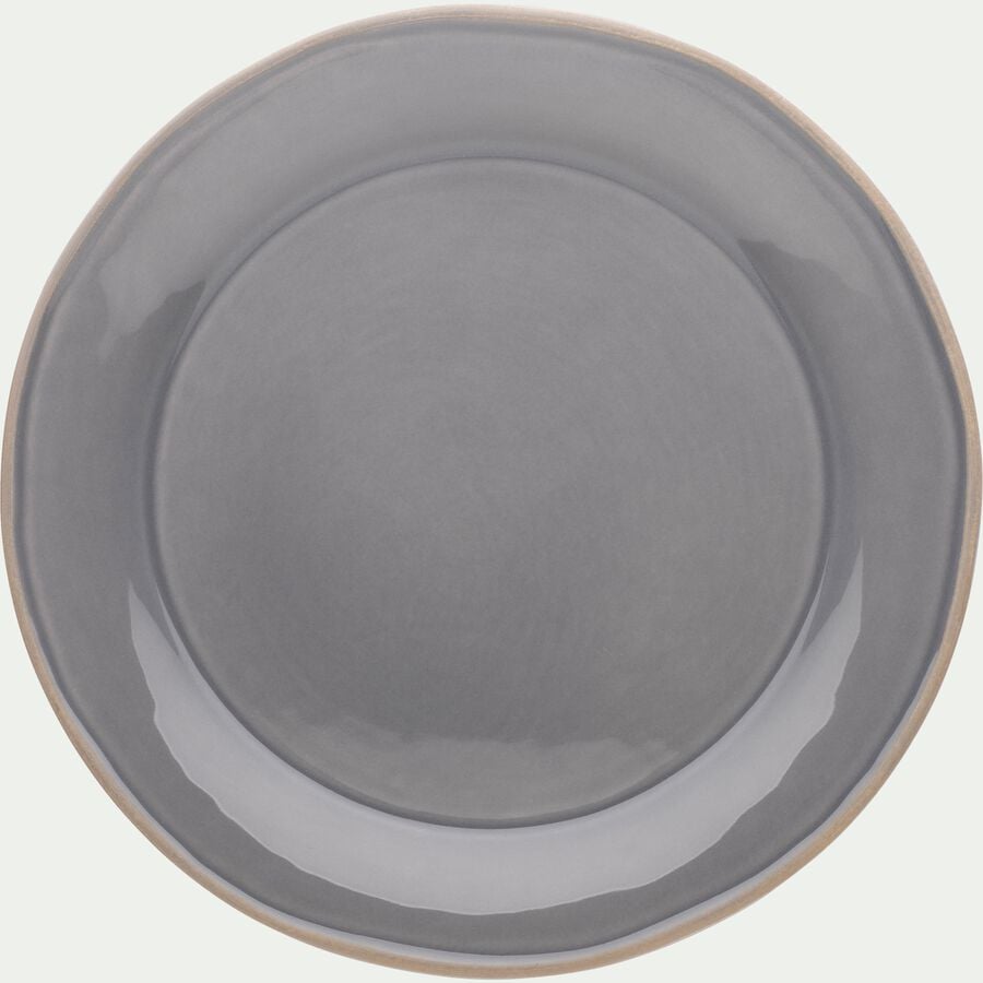 Assiette plate en faïence gris restanque D27cm-LUBERON