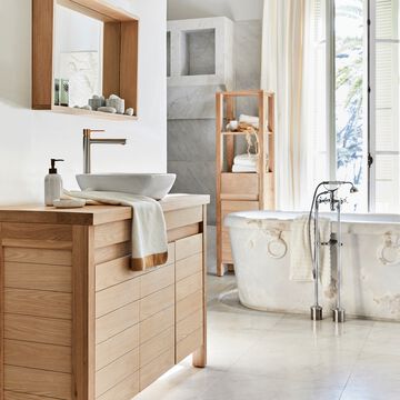 Miroir rectangulaire de salle de bain en chêne 80cm-NATIVE