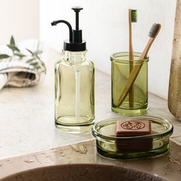 Set de salle de bain en verre - vert garrigue-MIMOSA