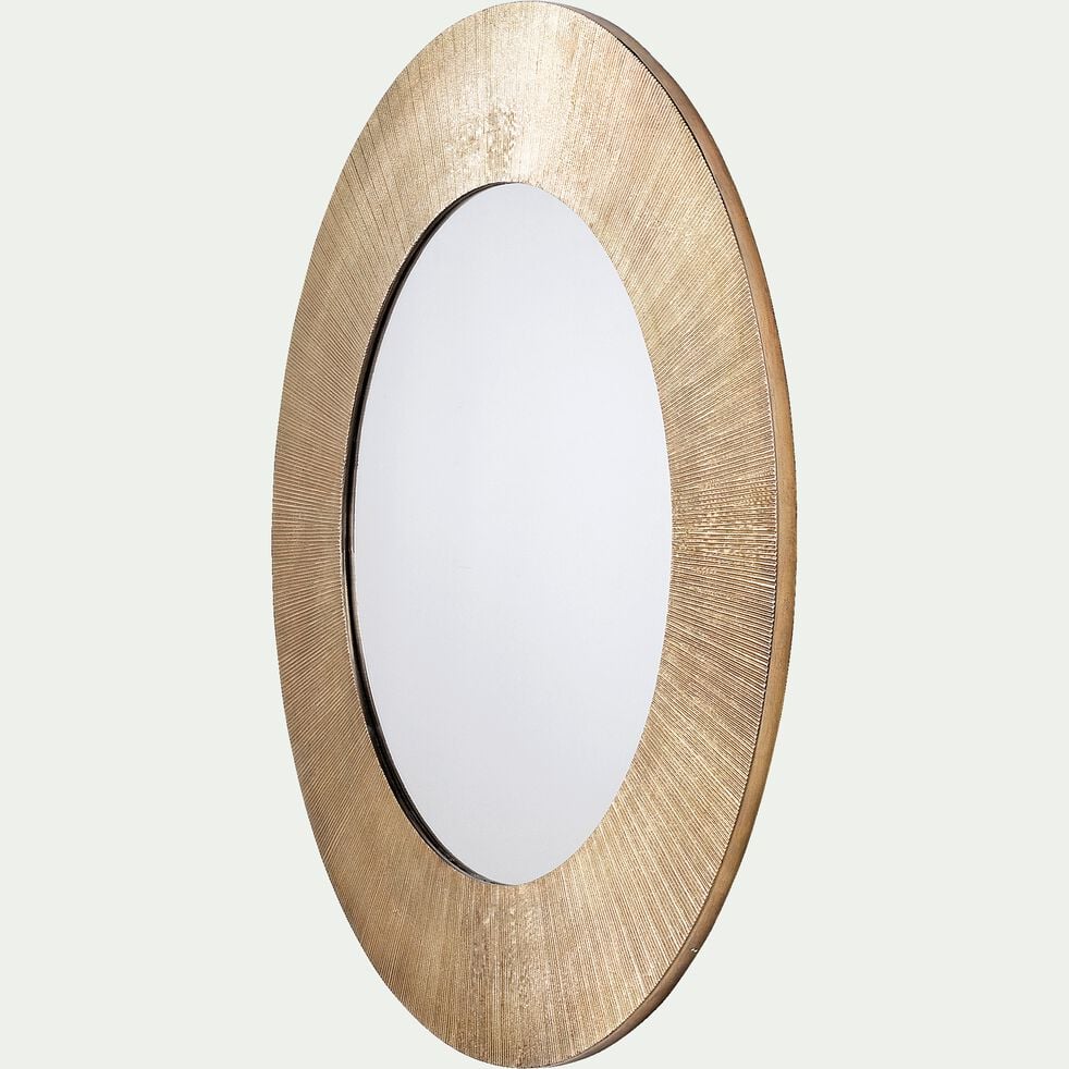 Miroir rond en aluminium côtelé - doré D88cm-KOTAL