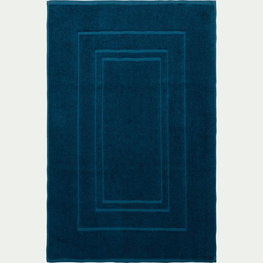 Tapis de bain en coton - bleu figuerolles 60x110cm-Azur