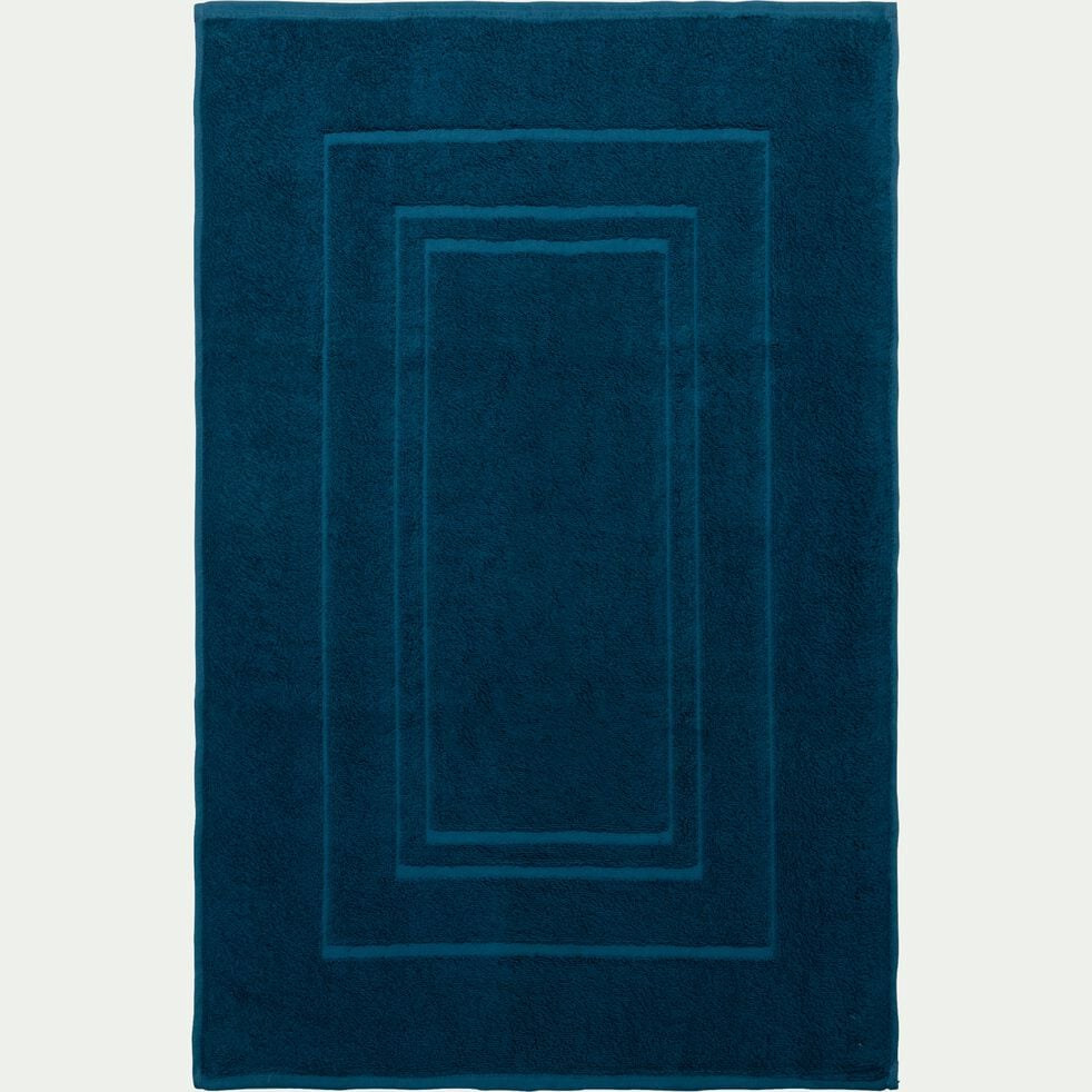 Tapis de bain en coton - bleu figuerolles 60x110cm-AZUR