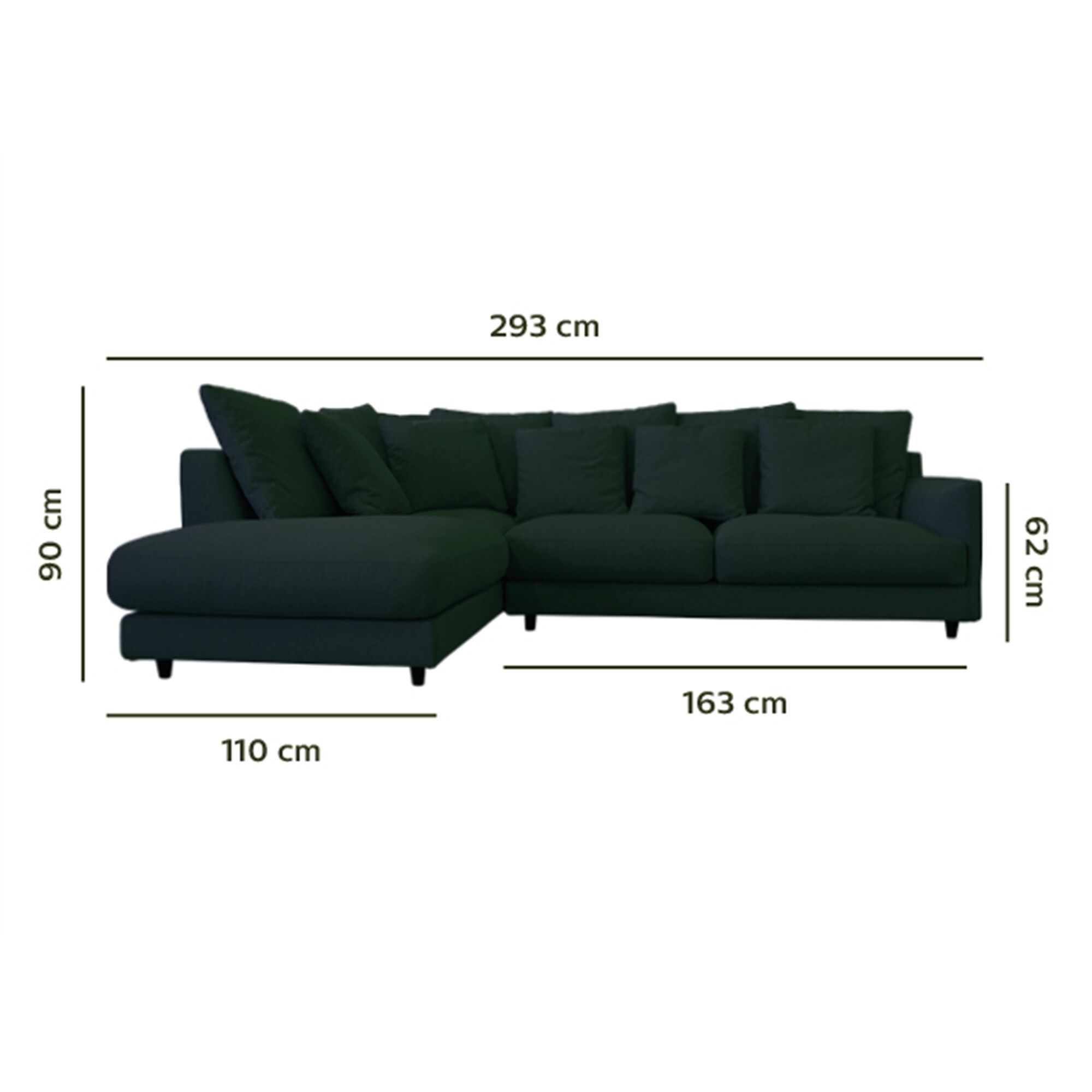 Canapé d'angle gauche convertible en tissu joint - vert cèdre-LENITA