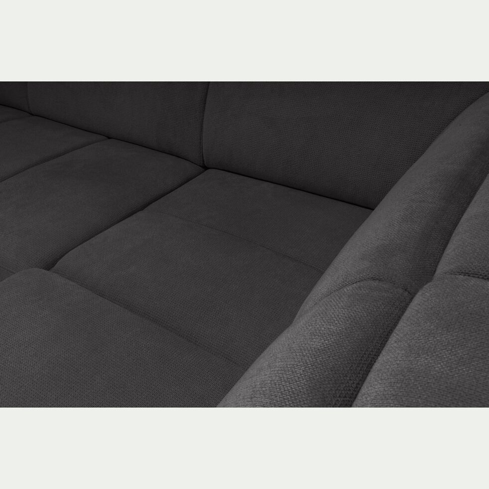 Canapé d'angle droit convertible avec coffre en tissu doux - gris ardoise-ORIGANO