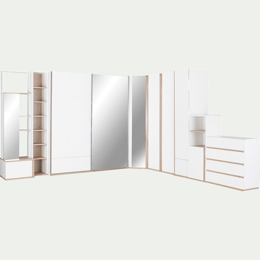 Armoire dressing avec 1 porte et 1 tiroir en bois effet chêne - blanc H235XL50cm-NESTOR