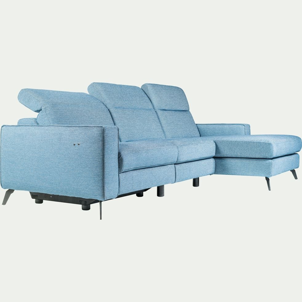 Canapé d'angle droit relax en tissu dallas - bleu autan-SALVIA