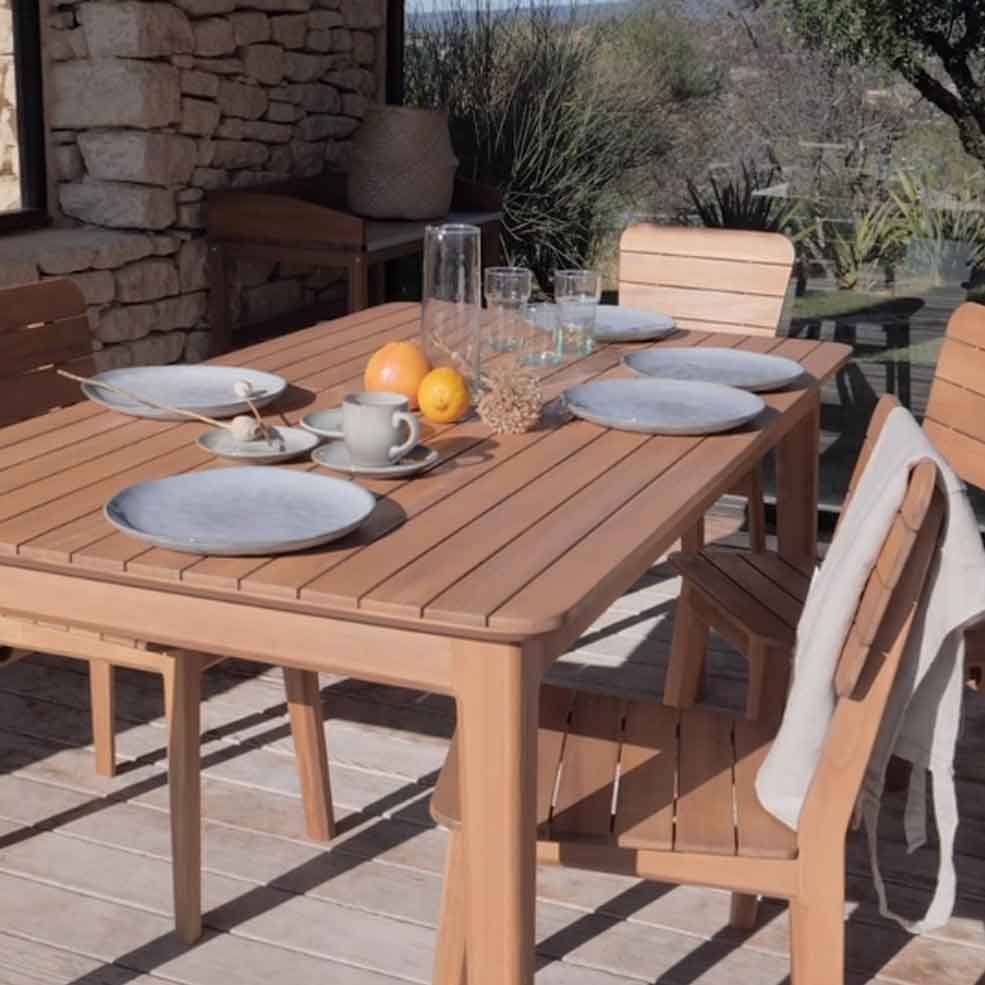 AZTEK - Table de jardin extensible en acacia - bois clair (6 à 8 places)