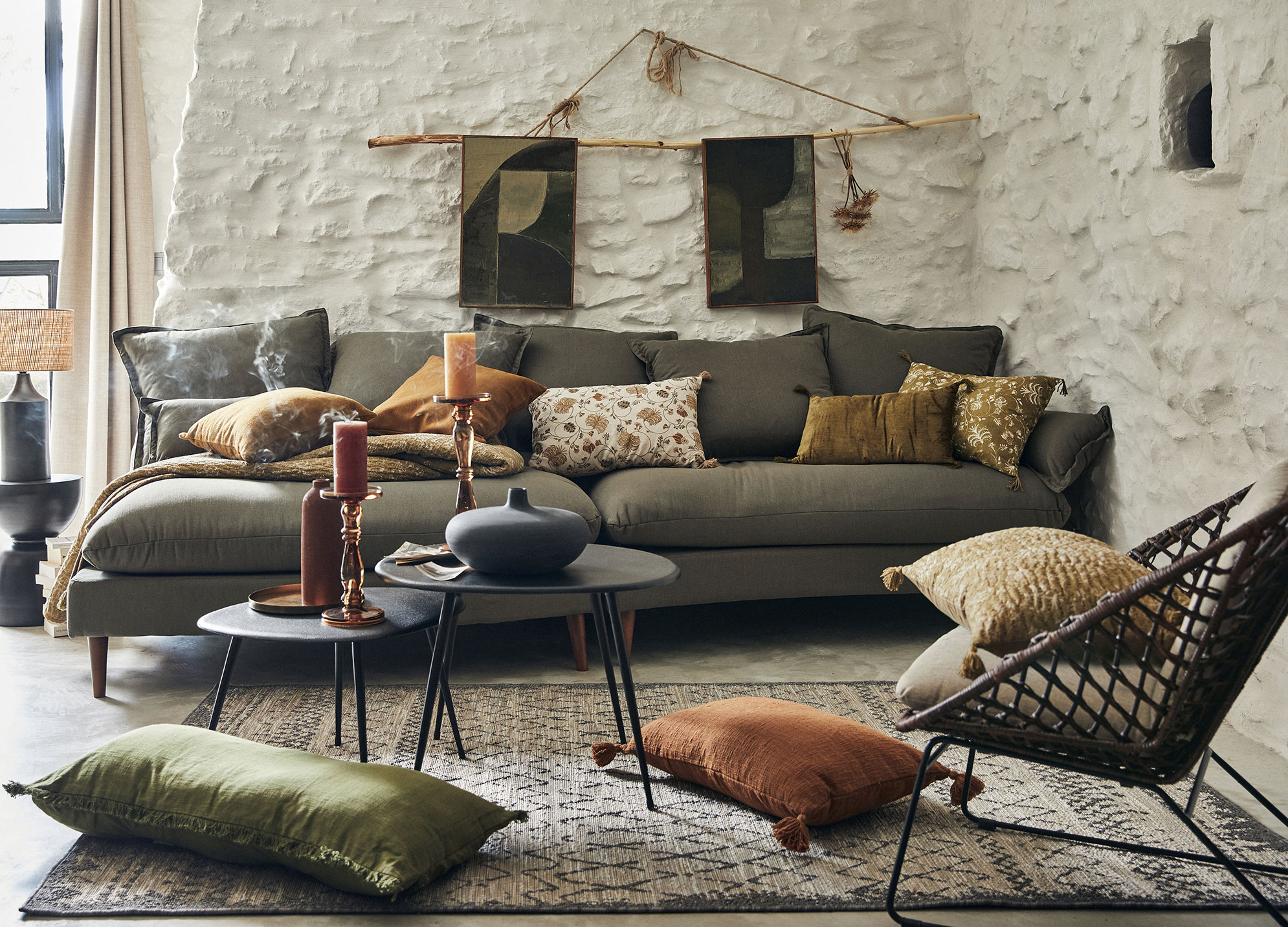 alinea - Déco et ameublement : quelle couleur avec un canapé vert foncé ?