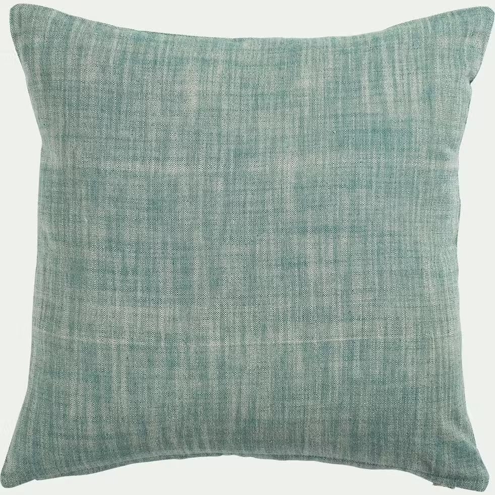 coussin chambray en coton 45x45cm - vert émeraude