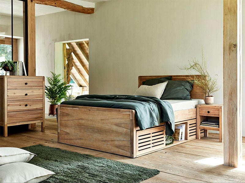 alinea idees déco, meubles naturels pour une chambre cocooning