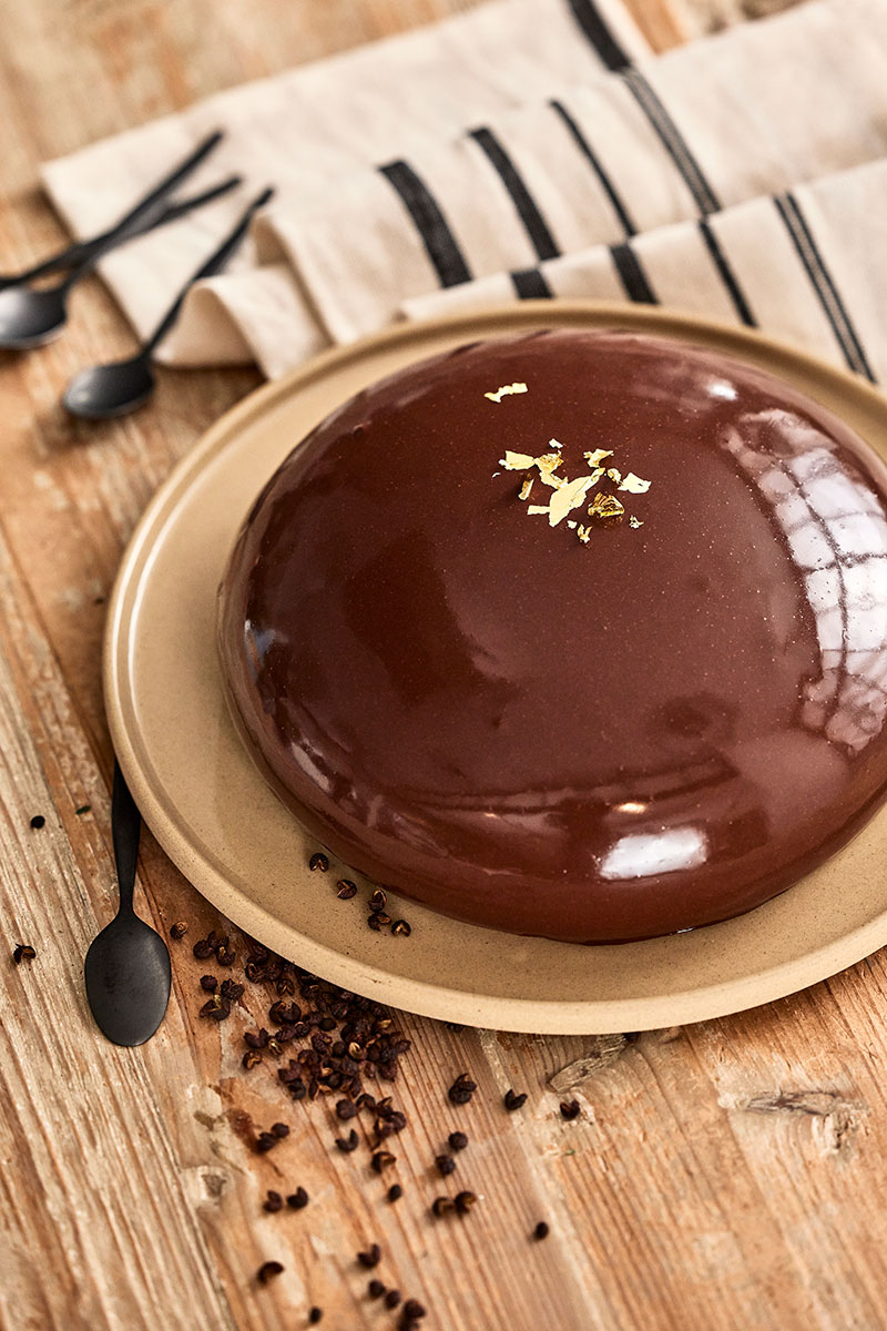 Atelier entremet chocolat noir miroir alinea