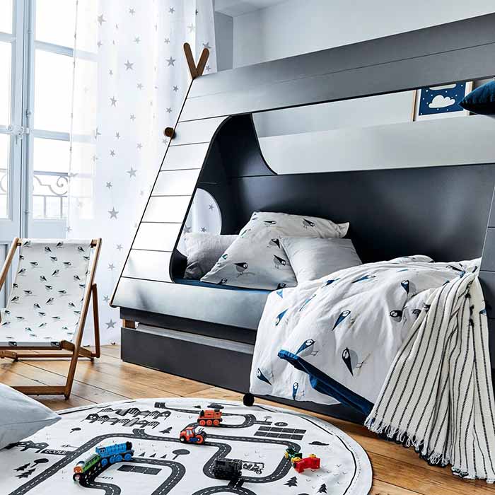 lit cabane en bois alinea pour chambre enfant