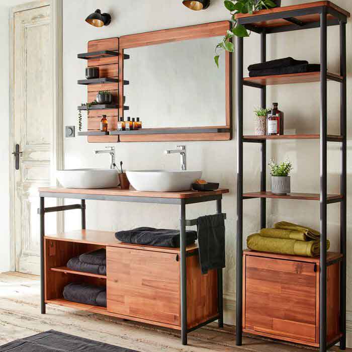 meuble sous-vasque en acacia et métal 120cm kota alinea