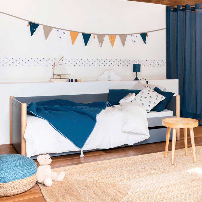 carlos lit 1 place gigogne en pin massif 90x200cm - gris restanque 26744483 alinea