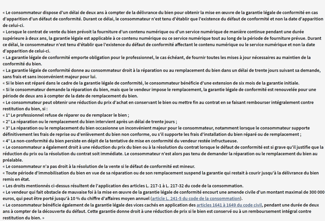les cgv magasin d'alinea