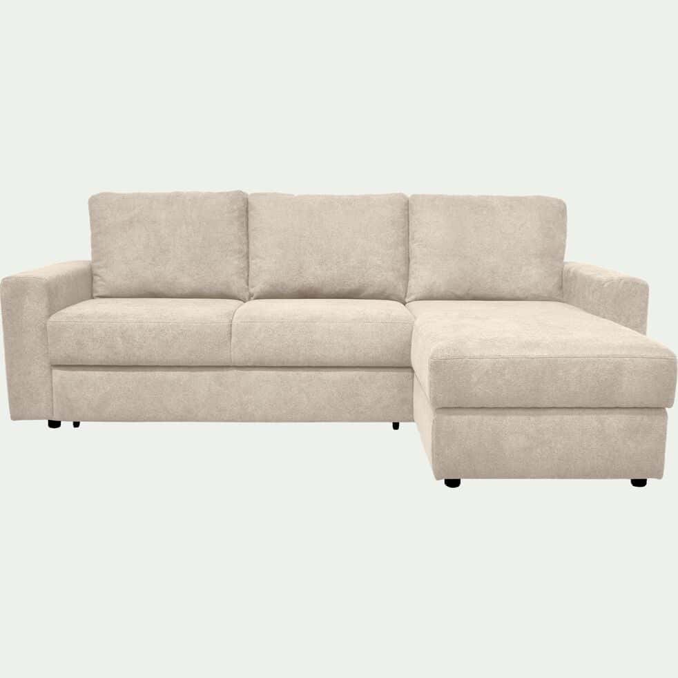 canapé d'angle réversible convertible en tissu tramé - beige roucas