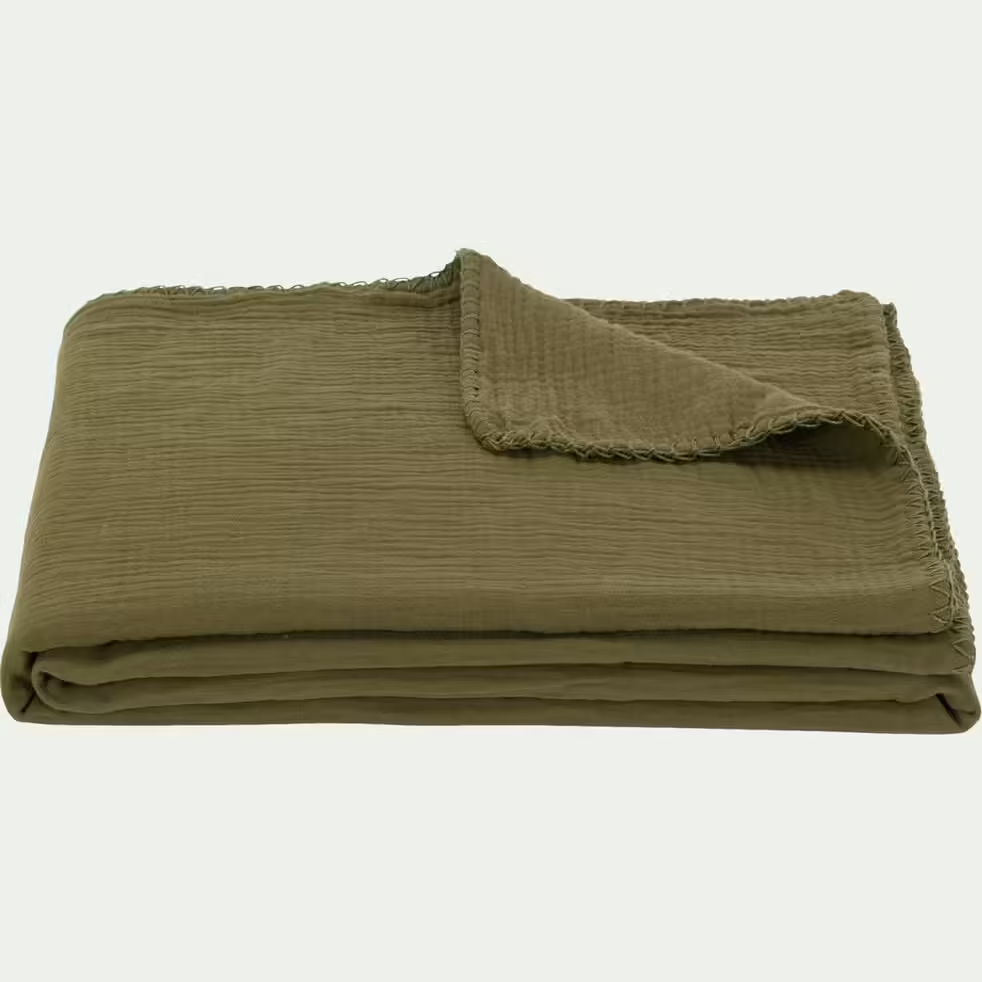 plaid en gaze de coton 130x170cm - vert
