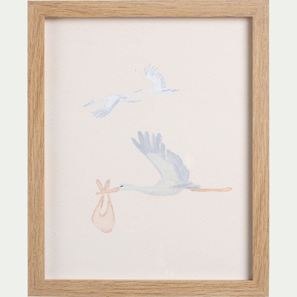 Illustration encadrée motif cigognes  