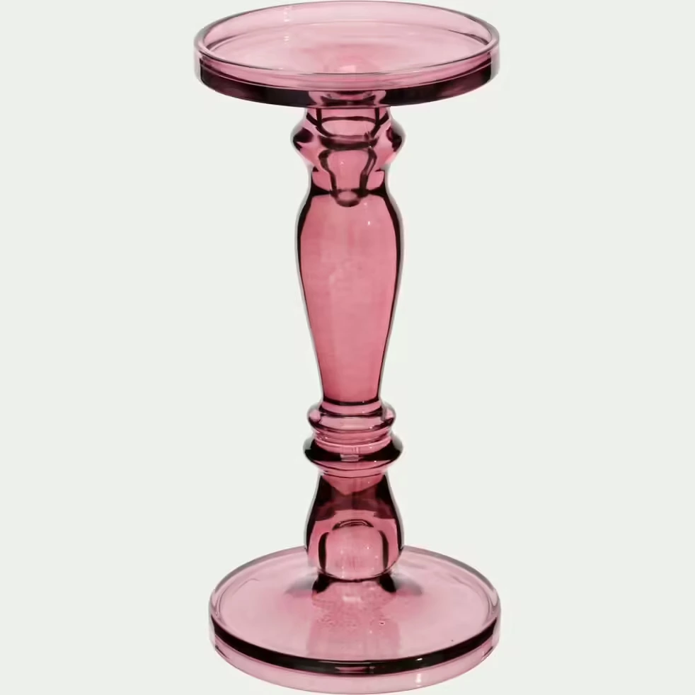 chandelier en verre teinté d13xh27,5cm - rose