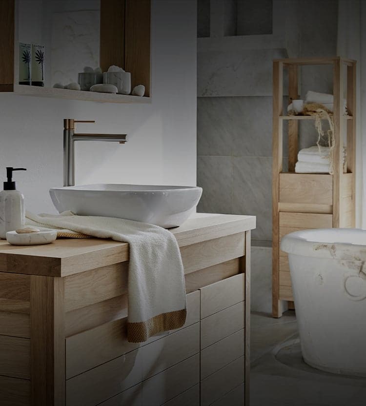 Set de meubles de salle de bain blanc Meuble sous lavabo machine à