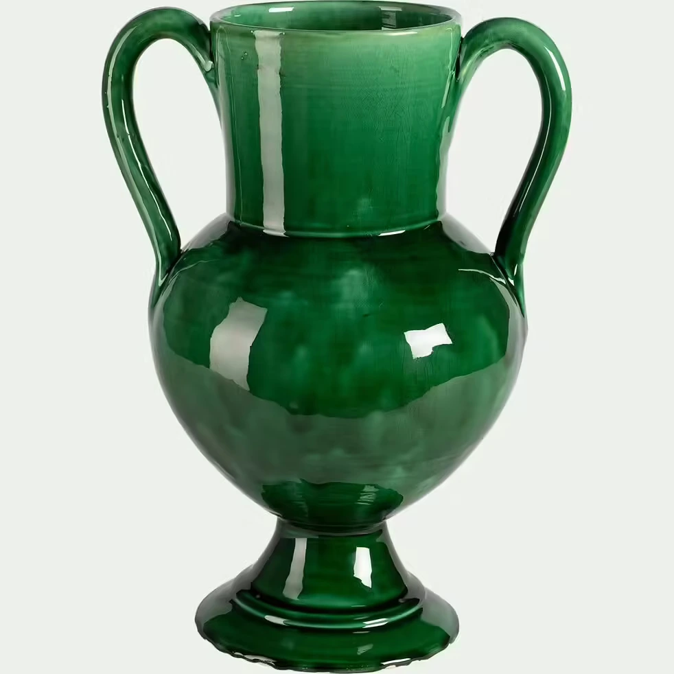 vase amphore en céramique d23xh33cm - vert